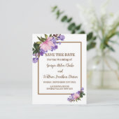Roze Magnolia Lavender Floral Save the Date Kaart (Staand voorkant)