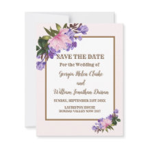 Roze Magnolia Lavender Floral Save the Date