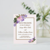 Roze Magnolia Lavender Floral Save the Date Kaart (Staand voorkant)