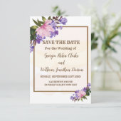 Roze Magnolia Lavender Floral Save the Date Kaart (Staand voorkant)