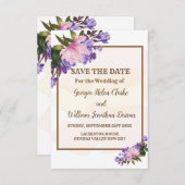 Roze Magnolia Lavender Floral Save the Date Kaart (Voorkant / Achterkant)