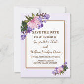 Roze Magnolia Lavender Floral Save the Date Kaart (Voorkant)