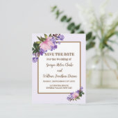 Roze Magnolia Lavender Floral Save the Date Kaart (Staand voorkant)