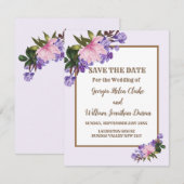 Roze Magnolia Lavender Floral Save the Date Kaart (Voorkant / Achterkant)