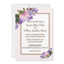 Roze Magnolia Lavender Floral Wedding Invitation