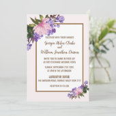 Roze Magnolia Lavender Floral Wedding Invitation Kaart (Staand voorkant)