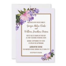 Roze Magnolia Lavender Floral Wedding Invitation