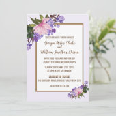 Roze Magnolia Lavender Floral Wedding Invitation Kaart (Staand voorkant)