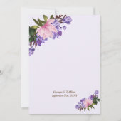 Roze Magnolia Lavender Floral Wedding Invitation Kaart (Achterkant)