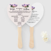 Roze Magnolia Lavender Floral Wedding Menu Fan Handwaaier (Voorkant en achterkant)