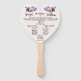 Roze Magnolia Lavender Floral Wedding Menu Fan Handwaaier
