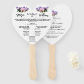 Roze Magnolia Lavender Floral Wedding Menu Fan Handwaaier (Voorkant en achterkant)