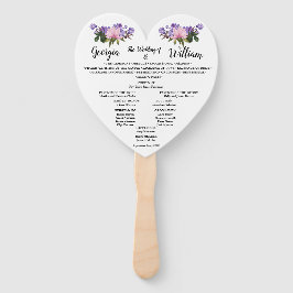 Roze Magnolia Lavender Floral Wedding Menu Fan Handwaaier