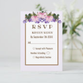Roze Magnolia Lavender Floral Wedding RSVP-kaart Kaart (Staand voorkant)