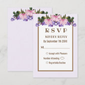 Roze Magnolia Lavender Floral Wedding RSVP-kaart Kaart (Voorkant / Achterkant)