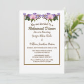 Roze Magnolia Lavender Wedding Rehearsal Dinner Kaart (Staand voorkant)