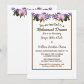 Roze Magnolia Lavender Wedding Rehearsal Dinner Kaart (Voorkant / Achterkant)