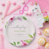 Roze magnolia lijst napkins papieren bordje (Feest)