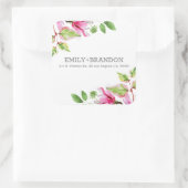 Roze magnolia lijst vierkante sticker (Tas)
