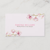 Roze Magnolia Moderne Waterverven Illustratie Visitekaartje (Voorkant)