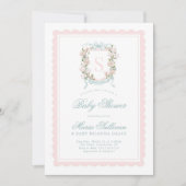 Roze Magnolia Monogram Baby in Bloom Shower Kaart (Voorkant)