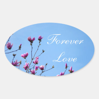 Roze Magnolia Ovale Sticker