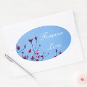 Roze Magnolia Ovale Sticker (Envelop)