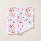 Roze Magnolia Patroon {kies uw kleur} Bad Handdoek (Wasdoekje)