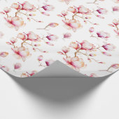 Roze Magnolia Patroon {kies uw kleur} Cadeaupapier (Hoek)