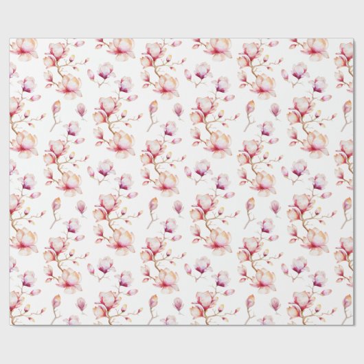 Roze Magnolia Patroon {kies uw kleur} Cadeaupapier (Vlak)