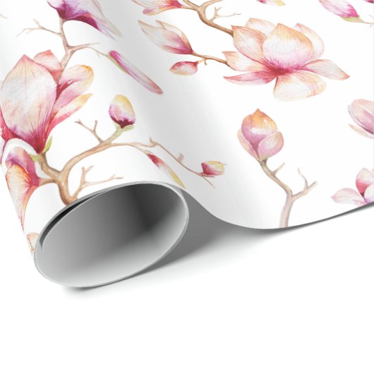 Roze Magnolia Patroon {kies uw kleur} Cadeaupapier (Rol Hoek)
