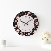 Roze Magnolia Patroon {kies uw kleur} Grote Cloc Grote Klok (Huis)