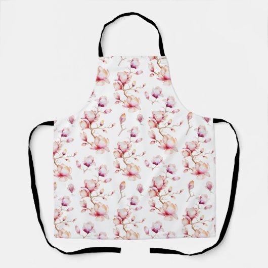 Roze Magnolia Patroon {kies uw kleur} Schort (Voorkant)