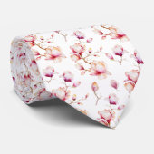 Roze Magnolia Patroon {kies uw kleur} Stropdas (Opgerold)