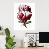 Roze magnolia poster grote bloemen (Thuiskantoor)