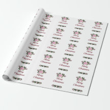 Roze Magnolia Prettig Kerst Inpakpapier