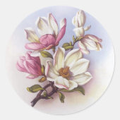  roze Magnolia Retro Botanische Stickers (Voorkant)