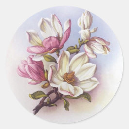  roze Magnolia Retro Botanische Stickers