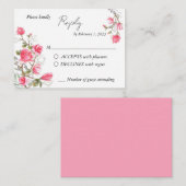 Roze Magnolia RSVP-kaart voor bruiloft Informatiekaartje (Voorkant / Achterkant)