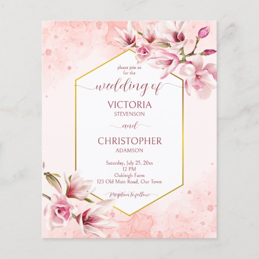 Roze magnolia spring bloemen budget bruiloft uitno (Voorkant)