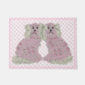 Roze Magnolia Staffordshire Dogs Rozen Art Print Deurmat (Voorkant)