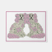 Roze Magnolia Staffordshire Dogs Rozen Art Print Deurmat (Voorkant)