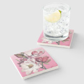 Roze Magnolia Stenen Onderzetter (Zijkant)