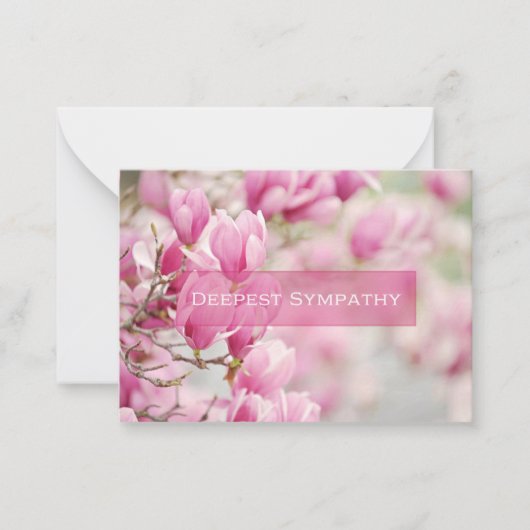 Roze Magnolia Sympathie Enclosure Card Notitiekaartje (Voorkant)
