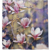 Roze magnolia tak waterverf paarse achtergrond douchegordijn (Voorkant)
