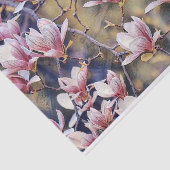 Roze magnolia tak waterverf paarse achtergrond tissuepapier (Detail)