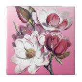 Roze Magnolia Tegeltje (Voorkant)