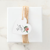 Roze Magnolia Traditional Floral Heart Hartelijk d Bedankjes Labels (In situ)