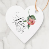 Roze Magnolia Traditional Floral Heart Hartelijk d Bedankjes Labels (Achterkant)