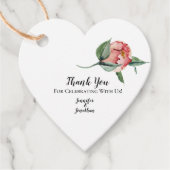 Roze Magnolia Traditional Floral Heart Hartelijk d Bedankjes Labels (Voorkant)